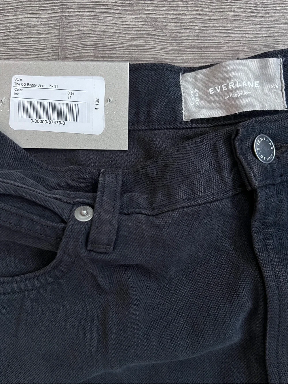 EVERLANE The OG Baggy Jeans Size 31 Ink Navy Relaxed Wide Leg Tencel Denim Retro